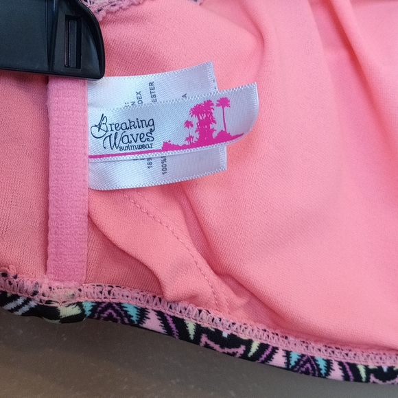 Breaking Waves Multicolor ruched halter Bikini Top junior sz M swimwear - Picture 2 of 11